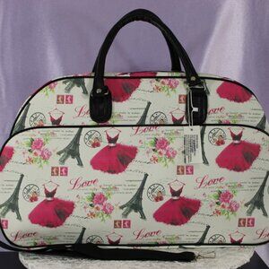 Large fashion travel duffel bag in a Paris-inspired print featuring Paris